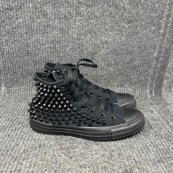 Converse Chuck Taylor All Star Black Studded Monochrome Shoes Women’s 7 Goth Y2K