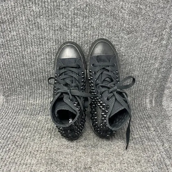 Converse Chuck Taylor All Star Black Studded Monochrome Shoes Women’s 7 Goth Y2K