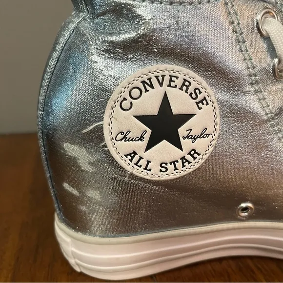 Converse CTAS Lux MetallicHidden Wedge Mid Top ShoeGlacier Blue Women's Sz 7.5