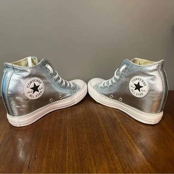 Converse CTAS Lux MetallicHidden Wedge Mid Top ShoeGlacier Blue Women's Sz 7.5