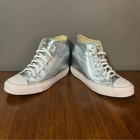 Converse CTAS Lux MetallicHidden Wedge Mid Top ShoeGlacier Blue Women's Sz 7.5