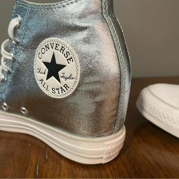 Converse CTAS Lux MetallicHidden Wedge Mid Top ShoeGlacier Blue Women's Sz 7.5