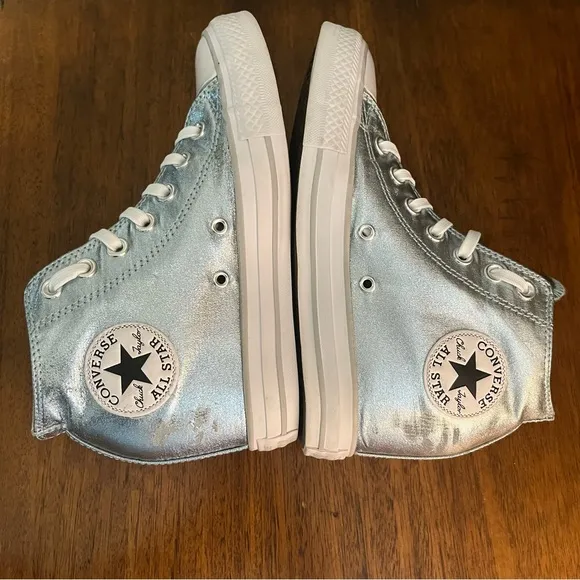 Converse CTAS Lux MetallicHidden Wedge Mid Top ShoeGlacier Blue Women's Sz 7.5
