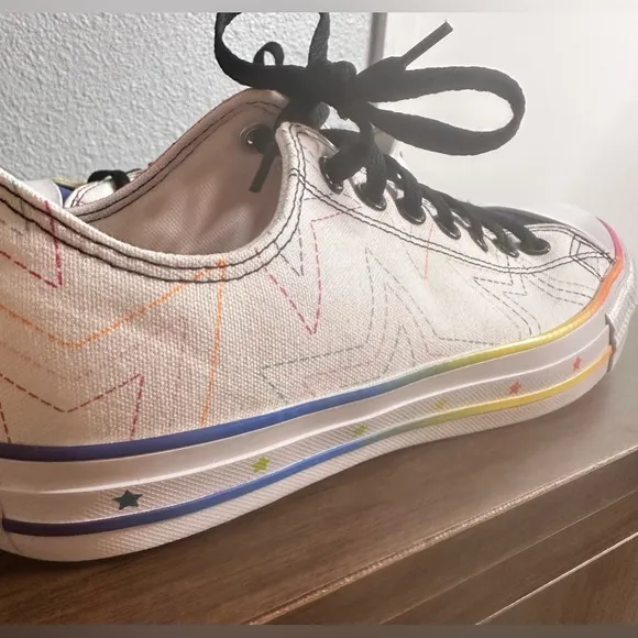 Converse custom made Pride shoes. Men’s size 9 / women’s 11.