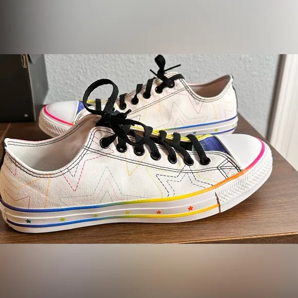Converse custom made Pride shoes. Men’s size 9 / women’s 11.
