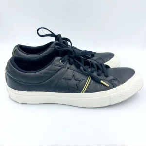 Converse One Star OX Black Leather Sneaker 9&amp;1/2