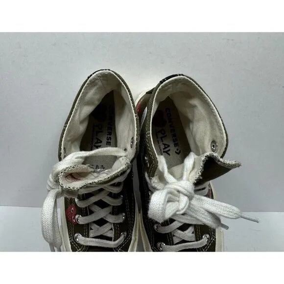 Converse x Comme Des Garcons Womens Size 6 Green Hi Multi Heart Shoes 162973C