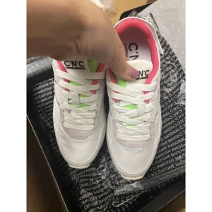 Costume National Women’s White Pink Logo Leather Trainer Sneaker Shoes Size 6