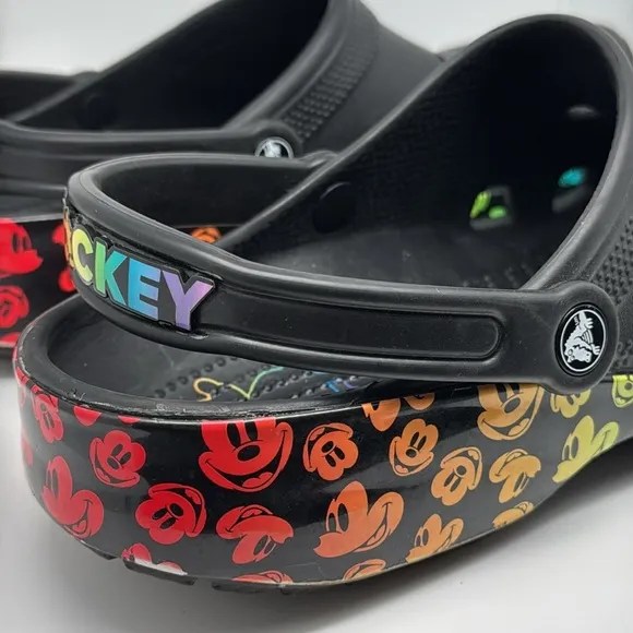 Crocs Classic Disney Rainbow Pride Celebration Mickey Unisex Black Multi Size 11