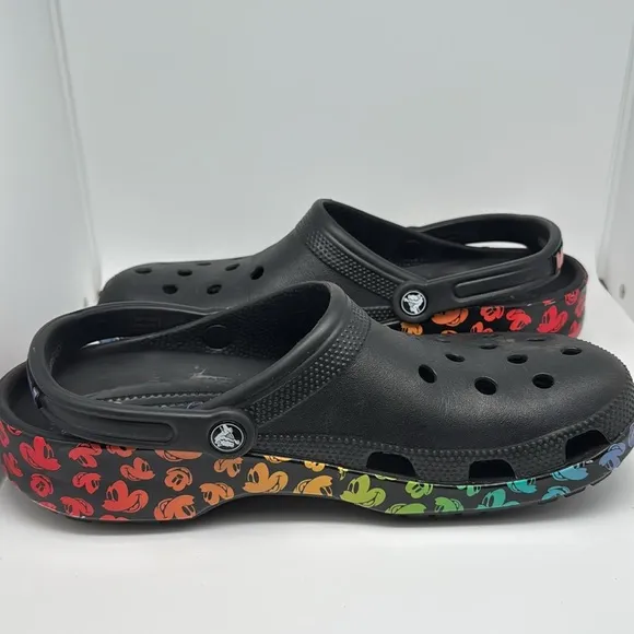 Crocs Classic Disney Rainbow Pride Celebration Mickey Unisex Black Multi Size 11