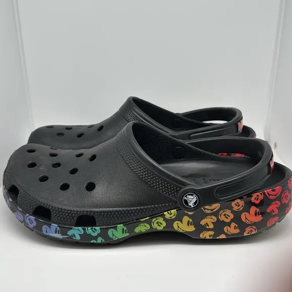 Crocs Classic Disney Rainbow Pride Celebration Mickey Unisex Black Multi Size 11