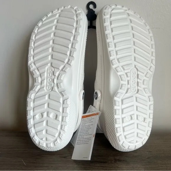 Crocs Classic Lined Unisex White  Grey Clog Size 10 or 12 #B1869