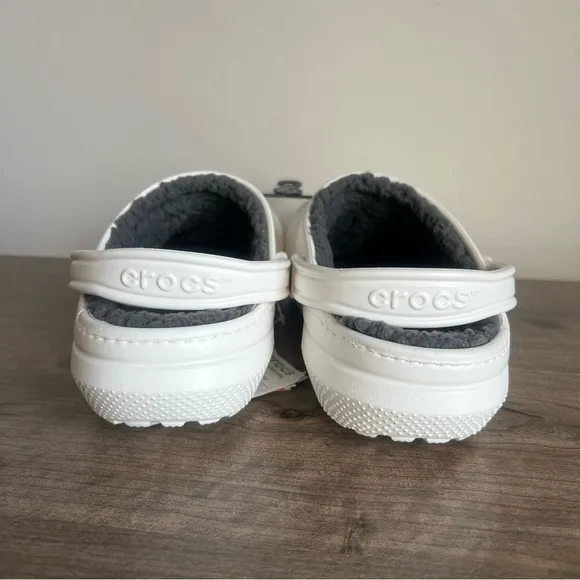 Crocs Classic Lined Unisex White  Grey Clog Size 10 or 12 #B1869