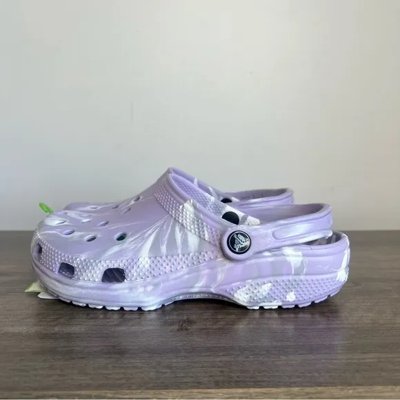 Crocs Classic Purple White Marbled Unisex Clog Size 6 or 8 #B1884