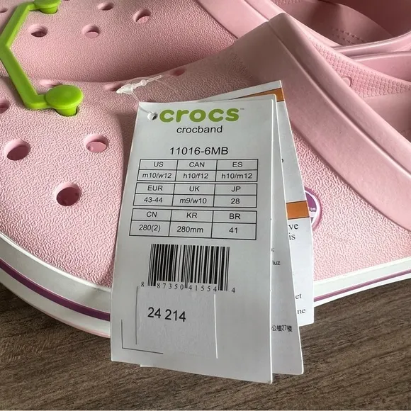 Crocs Crocband Pearlized Pink Unisex Clog Size 10 or 12 SKU#24214