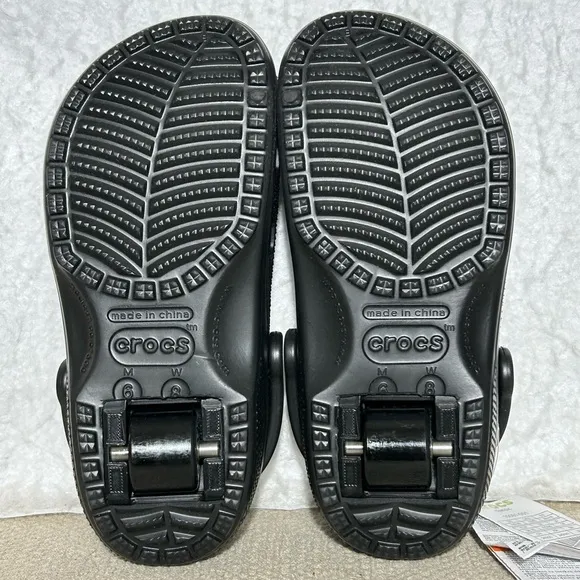 Crocs Heelys Unisex Black Iconic Classic SlipOns Sandal Shoes Wheels SZ M &amp; W 8