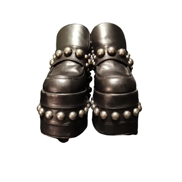 Current Mood Platform Loafers Size 5M Black Studded Vegan Leather