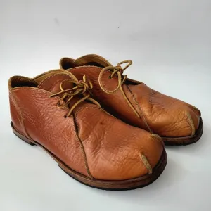 CYDWOQ Curve Cognac Brown Leather Lace-up Shoes Size 8 (41.5)