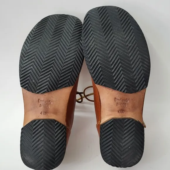 CYDWOQ Curve Cognac Brown Leather Lace-up Shoes Size 8 (41.5)