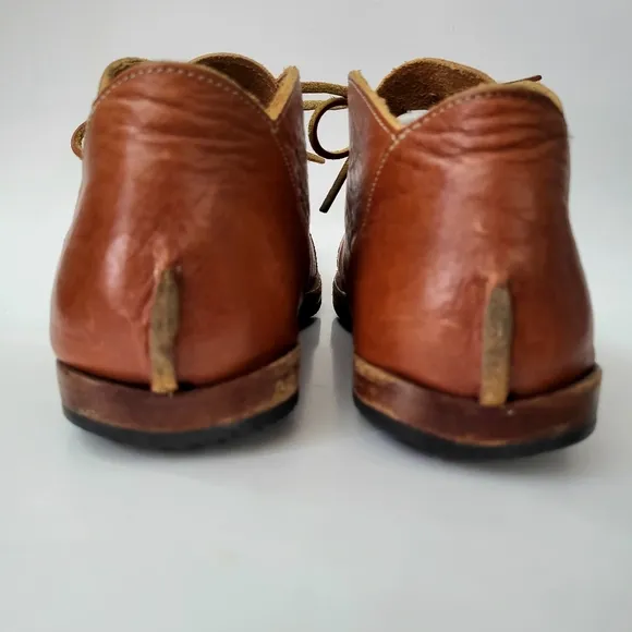 CYDWOQ Curve Cognac Brown Leather Lace-up Shoes Size 8 (41.5)