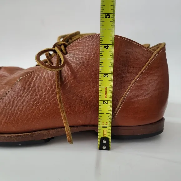 CYDWOQ Curve Cognac Brown Leather Lace-up Shoes Size 8 (41.5)