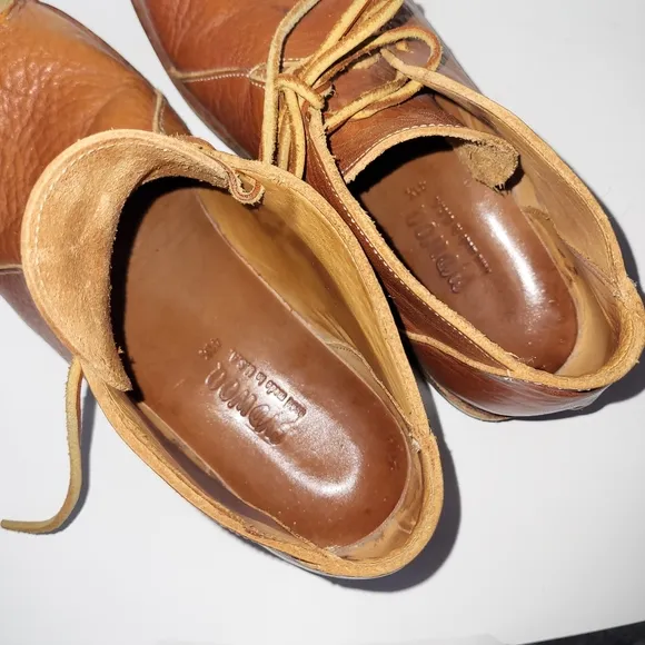 CYDWOQ Curve Cognac Brown Leather Lace-up Shoes Size 8 (41.5)