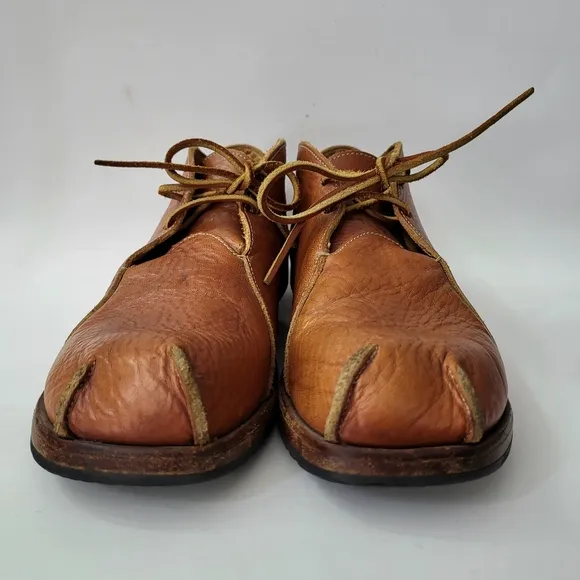 CYDWOQ Curve Cognac Brown Leather Lace-up Shoes Size 8 (41.5)