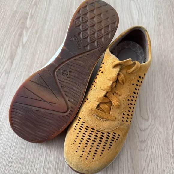 Dansko suede perforated mustard tennis shoes