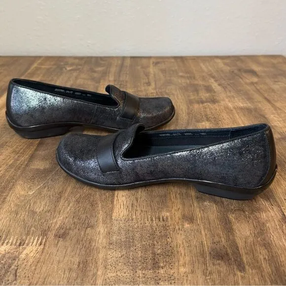 Dansko Women’s Olena Leather Pewter Metallic Suede Professional Clog Shoe Sz 38