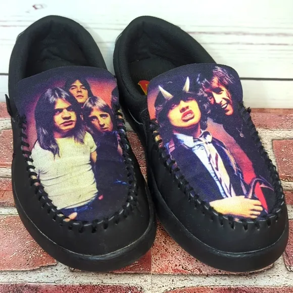 DC Men's Villain 2 Skate Shoes Moccasin AC/DC Shoes Slip Ons Rock and Roll 8.5