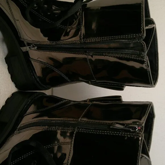 DKNY Women's Lace Up Bootie Combat Boot, Gunmetal, Size 9M