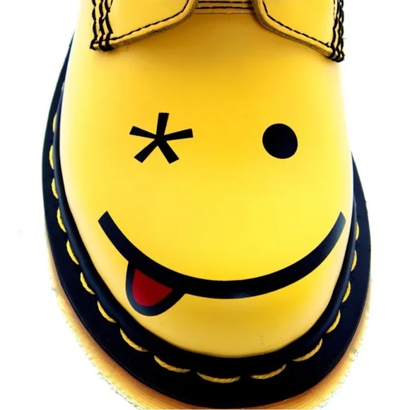 Dr. Doc Martens Women's Hincky Yellow Smiley Face Eye Platform Boot 1460 shoes 6
