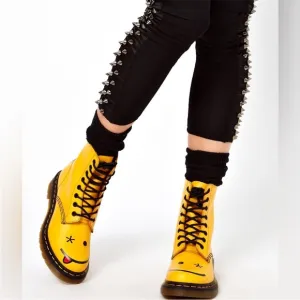 Dr. Doc Martens Women's Hincky Yellow Smiley Face Eye Platform Boot 1460 shoes 6