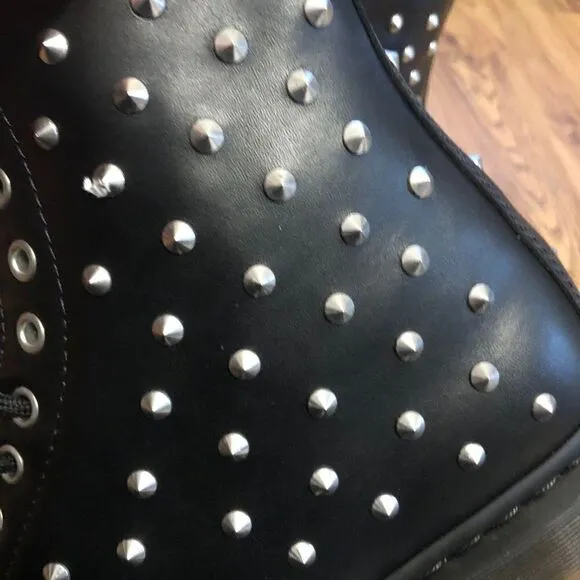 DR MARTENS 1460 studded black leather combat lace up boots shoes women’s 8 new