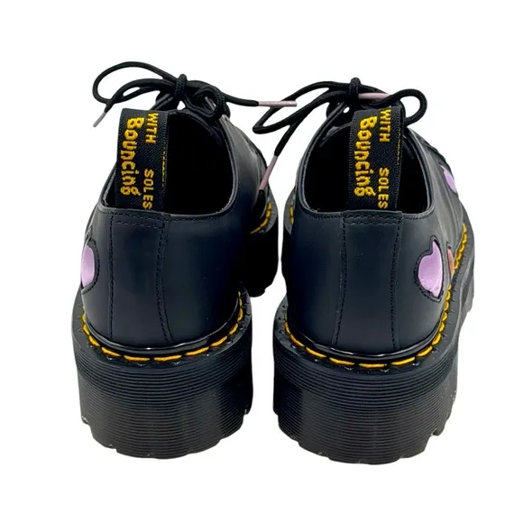 Dr. Martens 1461 Black Quad Heart Platform Derby Shoes Size 9