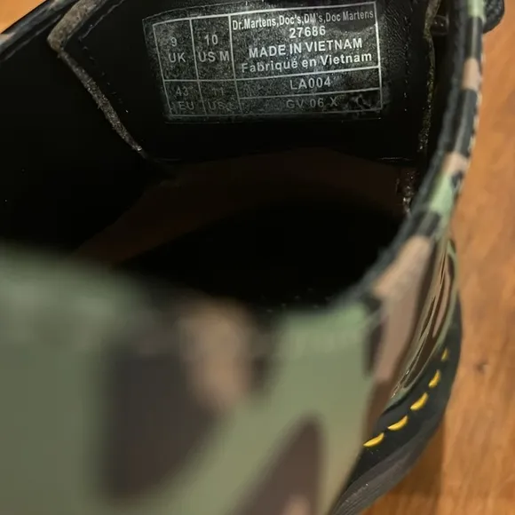 Dr. Martens 1461 Khaki Green Distorted Leopard Smooth Shoes Mens 10 / Women’s 11
