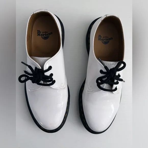 Dr. Martens 1461 Patent White Leather Lamper Oxfords Shoes 26754 Women 7 Mens 6