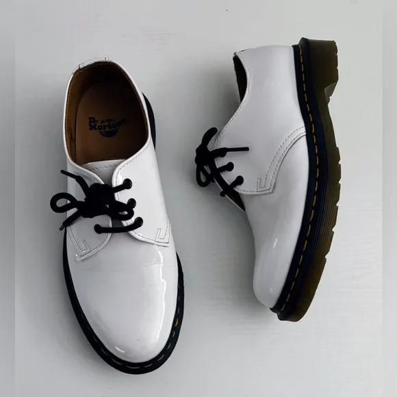 Dr. Martens 1461 Patent White Leather Lamper Oxfords Shoes 26754 Women 7 Mens 6