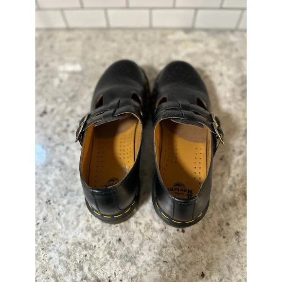 Dr. Martens Black Leather 8065 Double Buckle Mary Jane Womens Shoes Size US 8