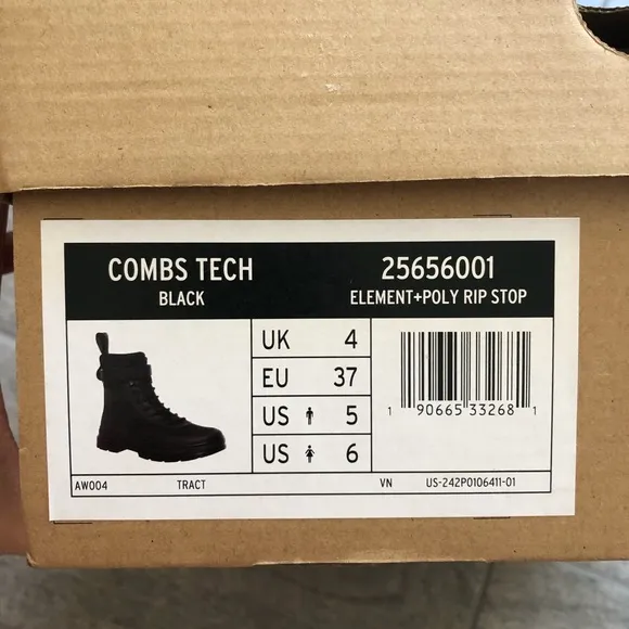 Dr Martens Combs Tech 8 Tie Utility Boots Black Shoes Men’s and Women’s Sizes