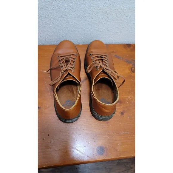 DR. MARTENS DANTE 6 EYE RAW BROWN OXFORD LEATHER UNISEX CHUNKY SHOES SIZE M10 W