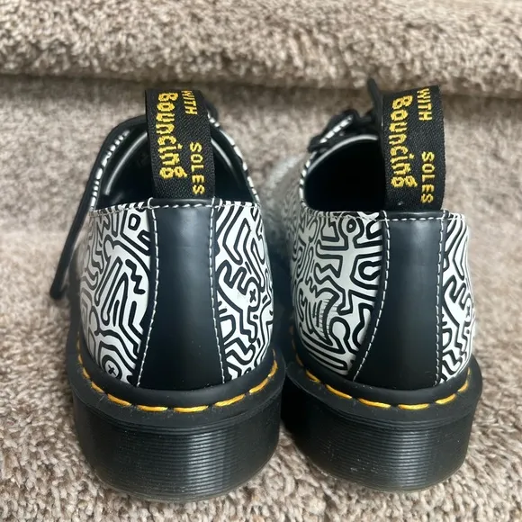 Dr. Martens Men’s Keith Haring x 1461 'Allover Black and White Patterned Shoes