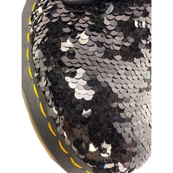 Dr. Martens Women's 1461 Black Silver Sequin Oxford Shoes Sz EU 39 US W8 RARE!
