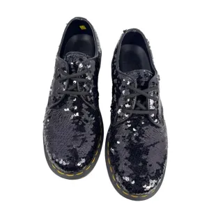 Dr. Martens Women's 1461 Black Silver Sequin Oxford Shoes Sz EU 39 US W8 RARE!