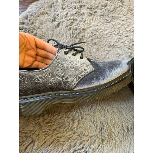 Dr Martens Women’s 1461 Brocade Grey Velvet Oxford Shoes size 9