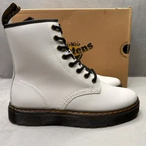 Dr. Martens Zavala Womens Size 7 Combat Boots White Smooth Leather Lamper NEW