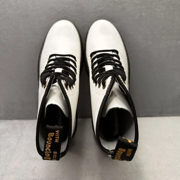 Dr. Martens Zavala Womens Size 7 Combat Boots White Smooth Leather Lamper NEW