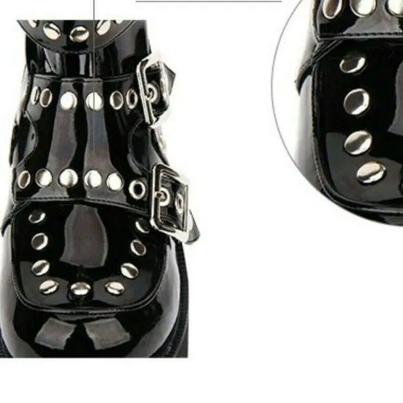 Dynamite! Patent LEATHER Metal Stud PLATFORM Shoes