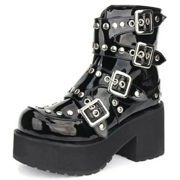 Dynamite! Patent LEATHER Metal Stud PLATFORM Shoes
