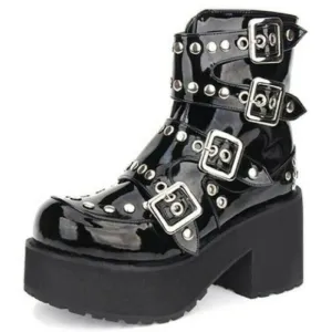 Dynamite! Patent LEATHER Metal Stud PLATFORM Shoes